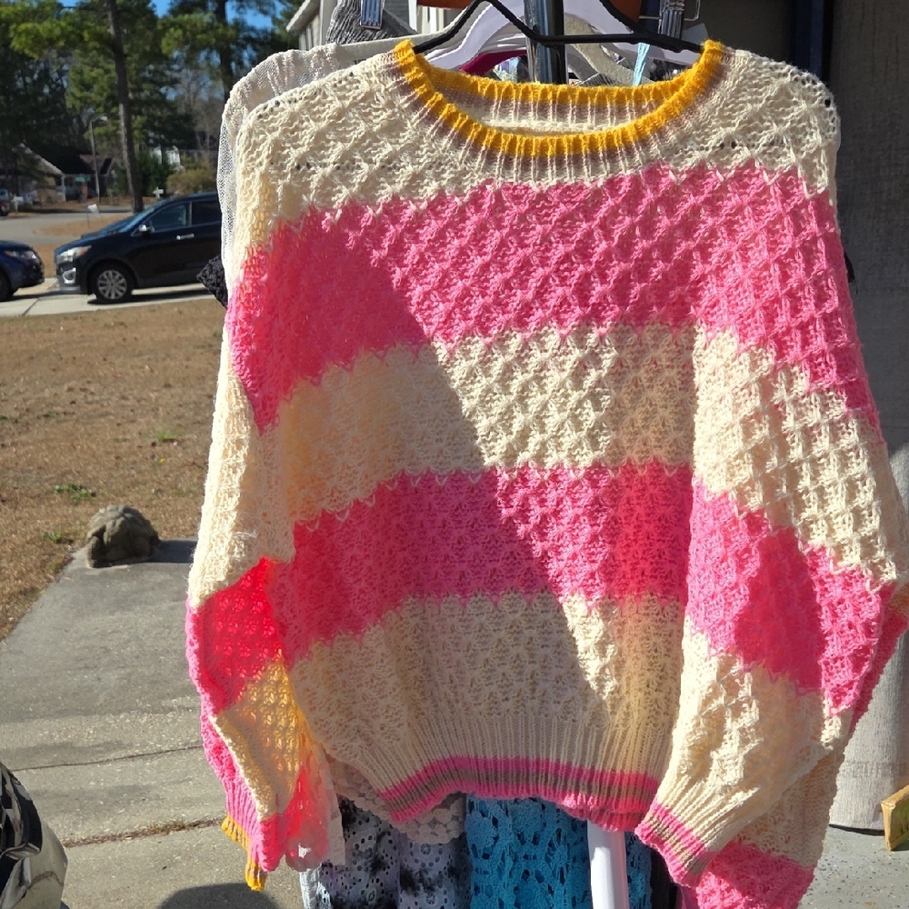 POL Pink and Cream Striped Sweater - Picture 3 of 7